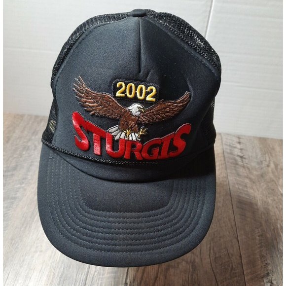 Sturgis Cap Snap Back Mesh Trucker Style Cap Adjustable One Size 2002 Black - Picture 1 of 6